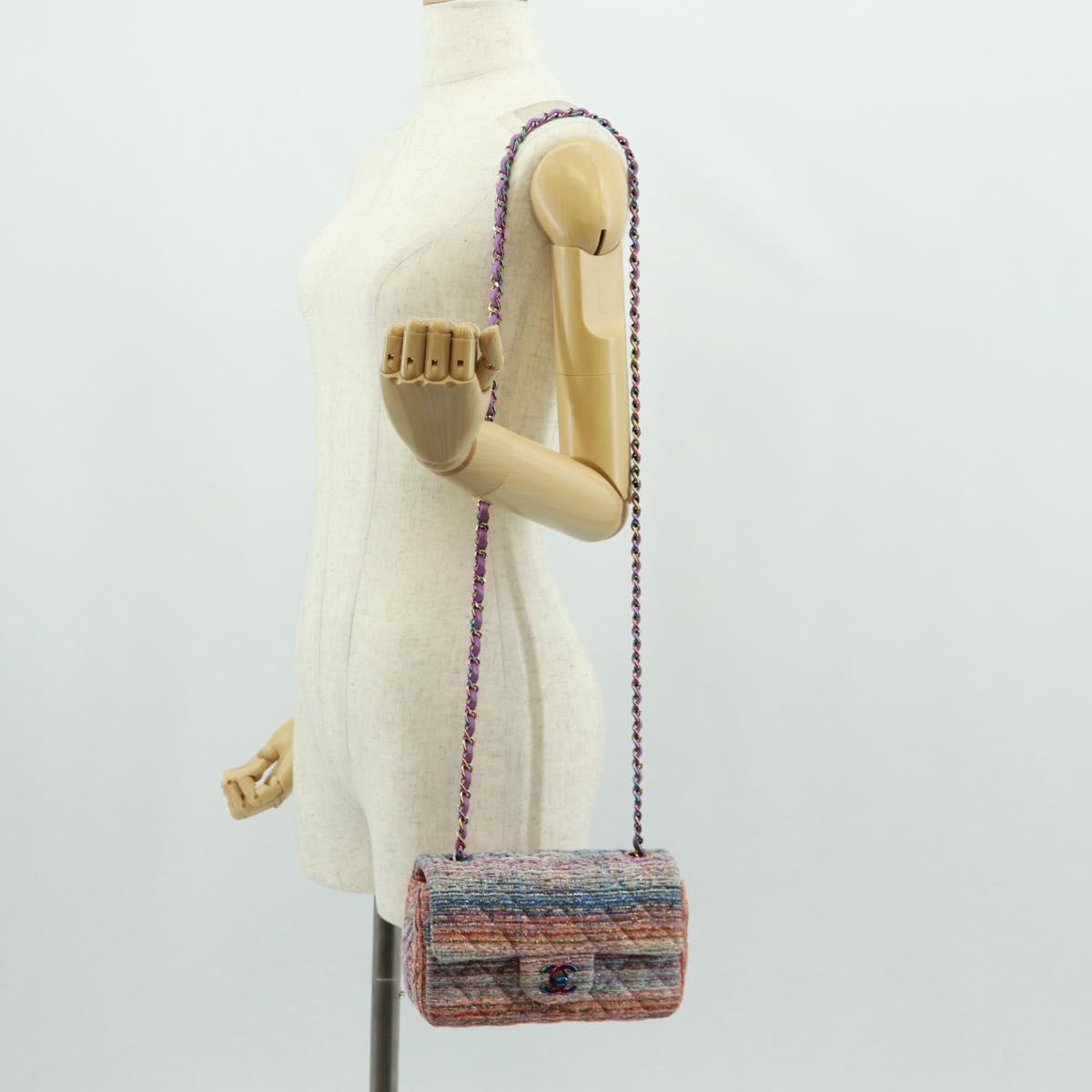 CHANEL Matelasse 20 Chain Shoulder Bag tweed Multicolor CC Auth 169602SM