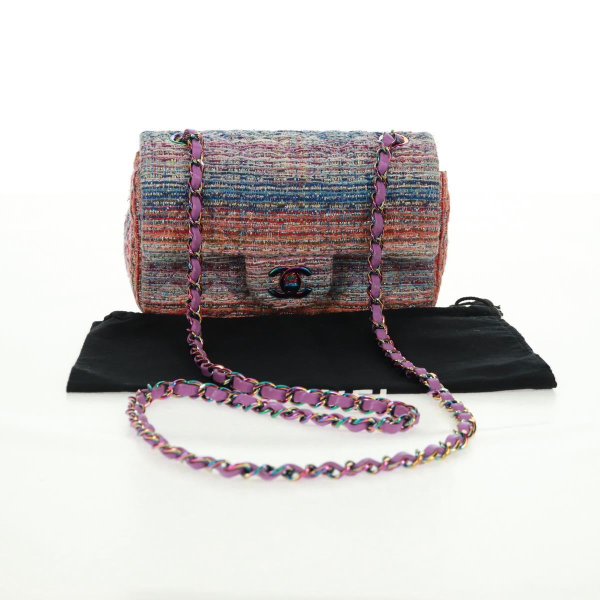 CHANEL Matelasse 20 Chain Shoulder Bag tweed Multicolor CC Auth 169602SM