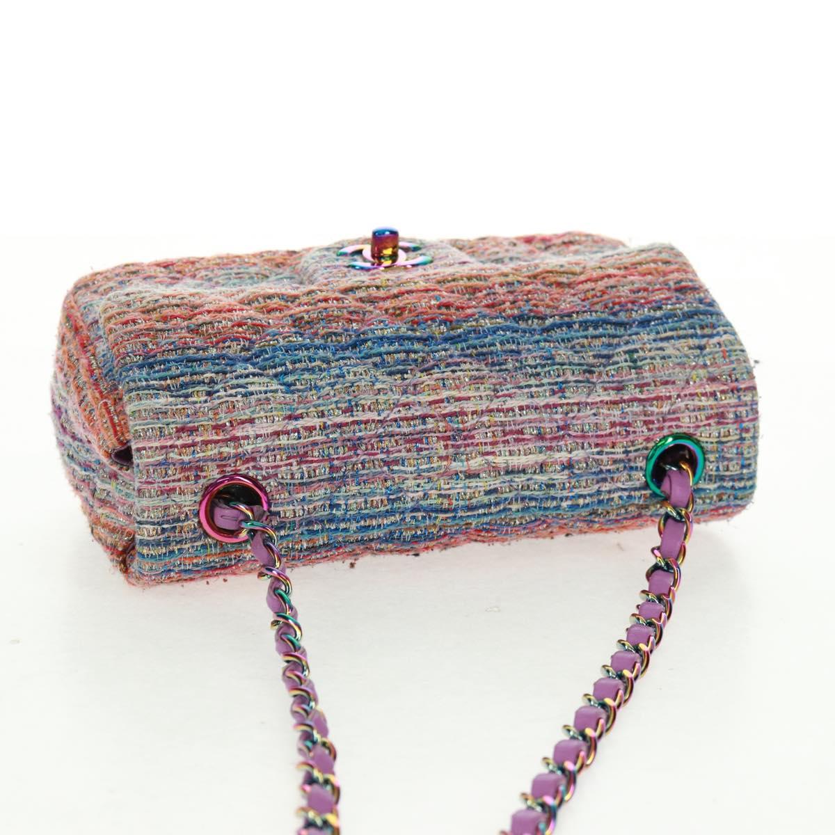 CHANEL Matelasse 20 Chain Shoulder Bag tweed Multicolor CC Auth 169602SM