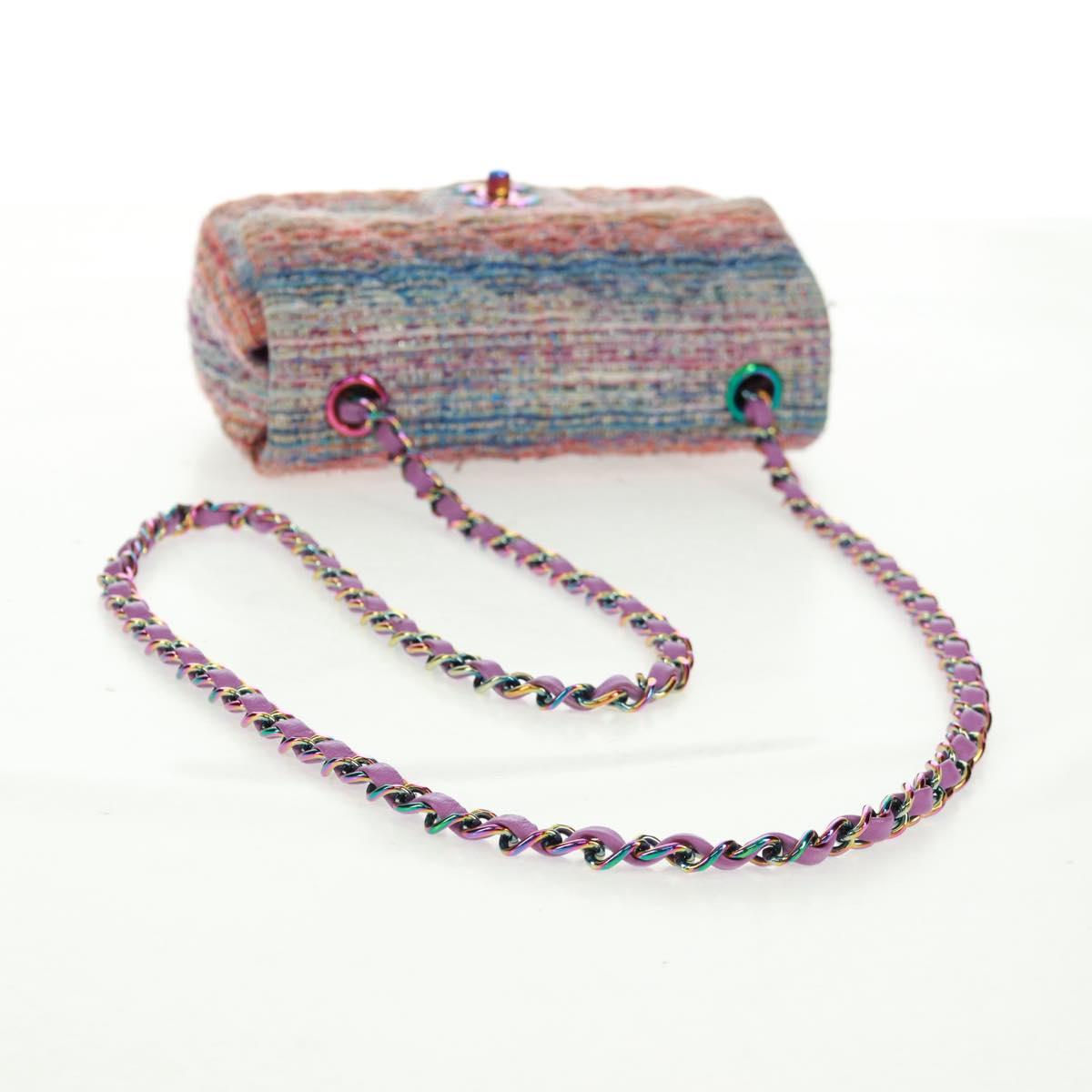 CHANEL Matelasse 20 Chain Shoulder Bag tweed Multicolor CC Auth 169602SM