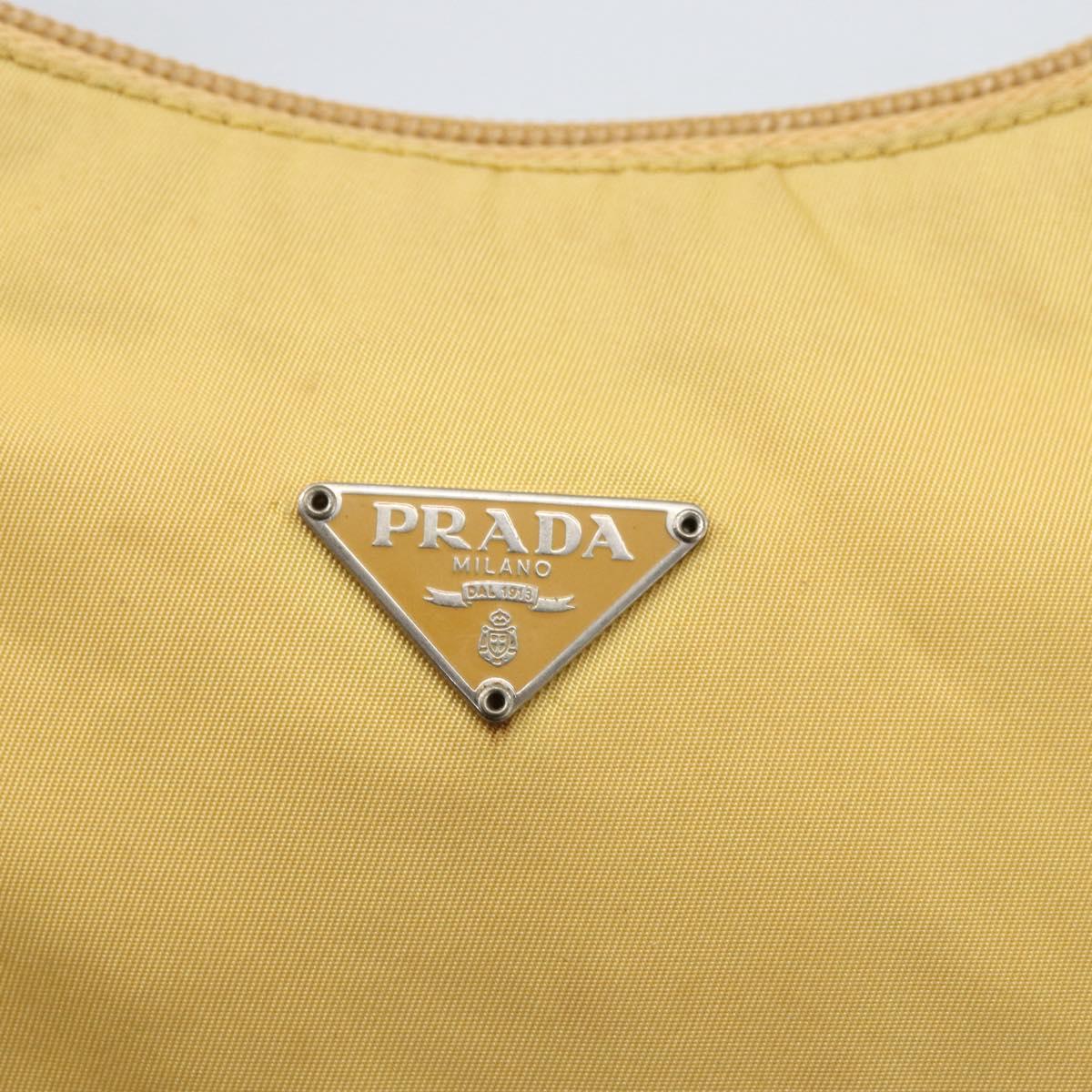 PRADA Hand Pouch Nylon Yellow Auth 169603