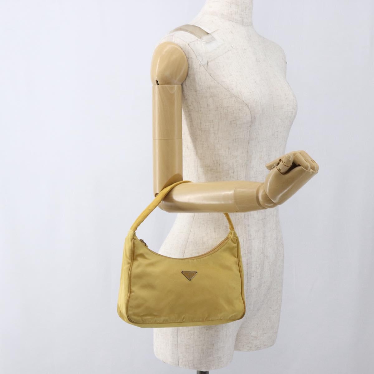 PRADA Hand Pouch Nylon Yellow Auth 169603