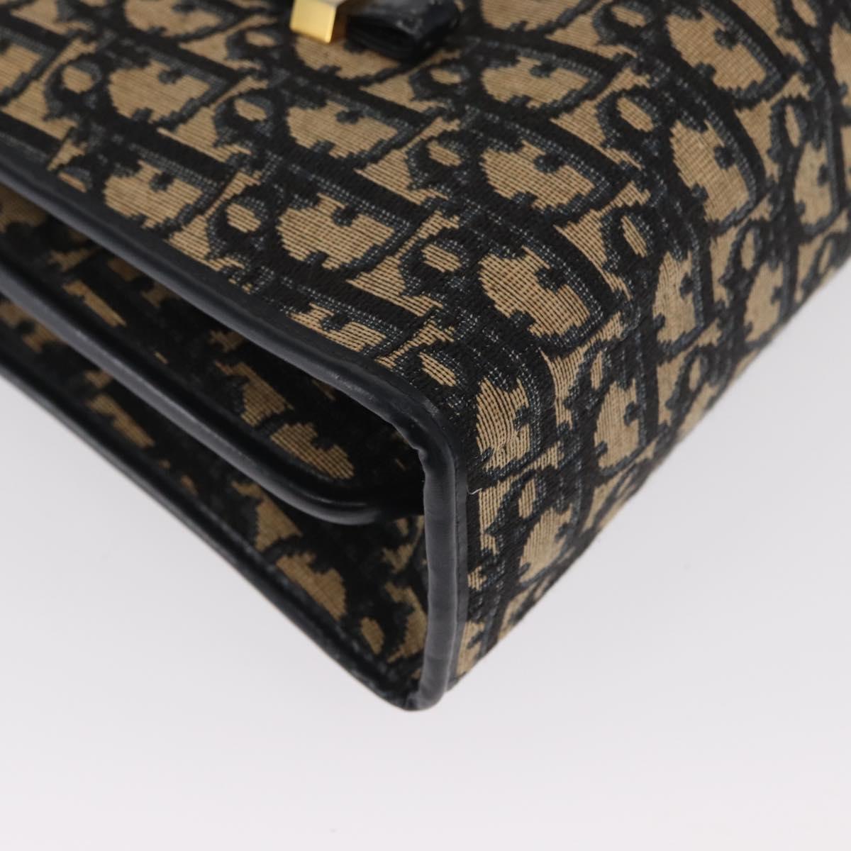 Christian Dior Trotter Canvas Hand Bag Navy Gold Auth 169605