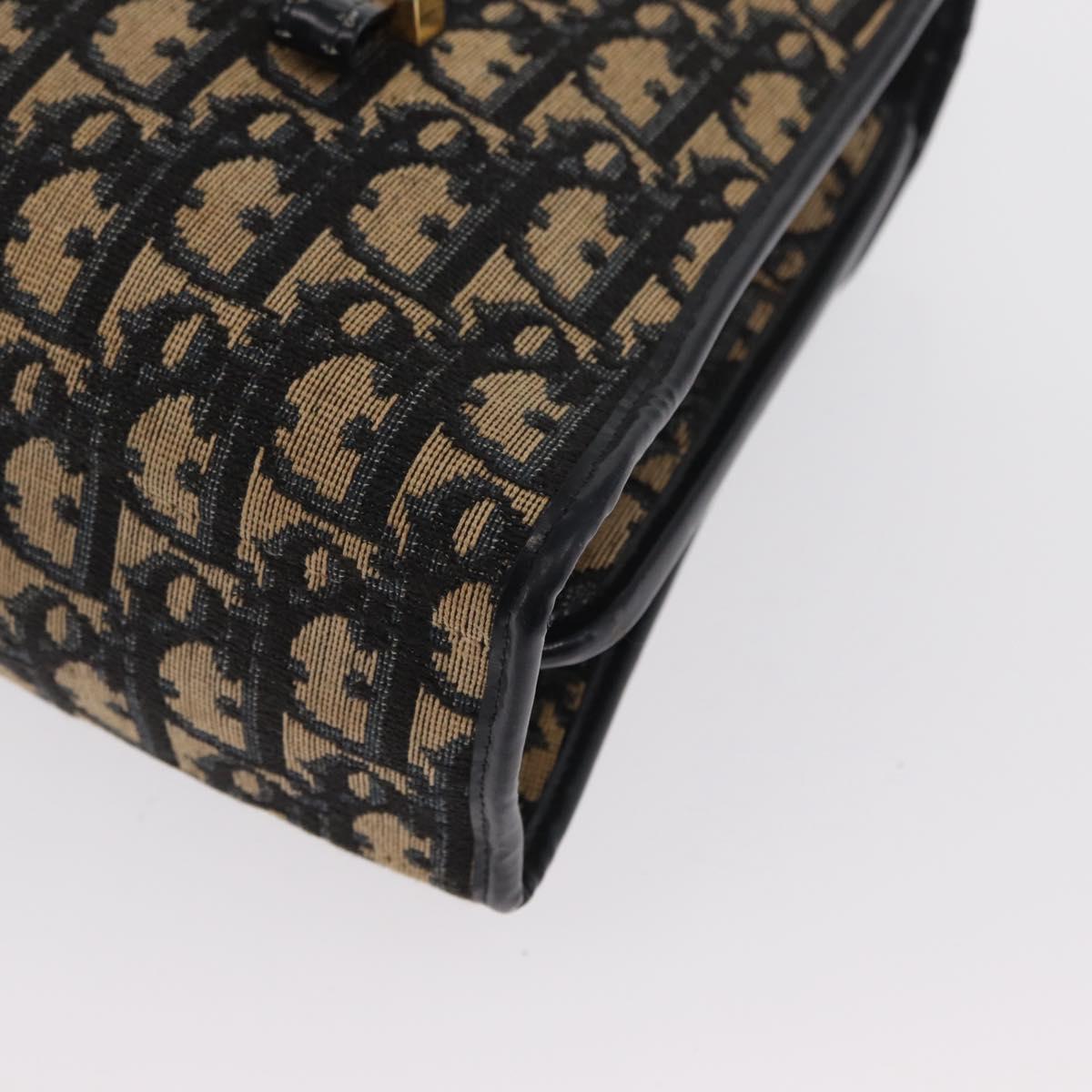 Christian Dior Trotter Canvas Hand Bag Navy Gold Auth 169605