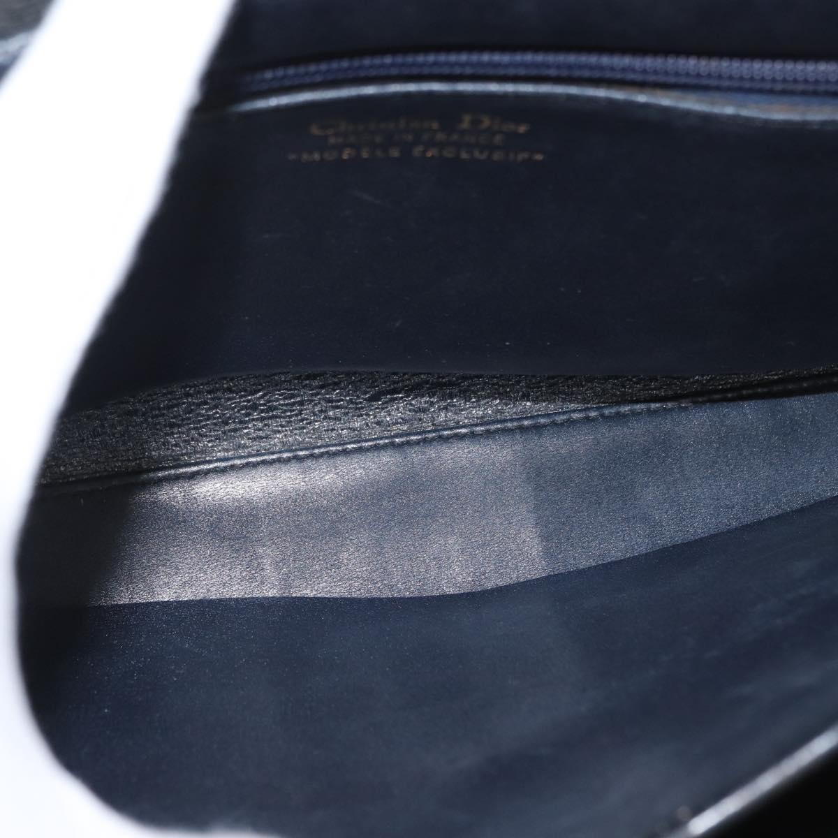 Christian Dior Trotter Canvas Hand Bag Navy Gold Auth 169605