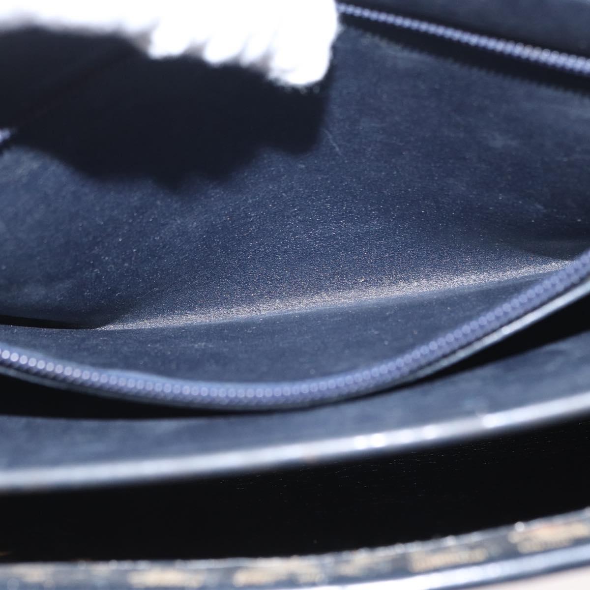 Christian Dior Trotter Canvas Hand Bag Navy Gold Auth 169605