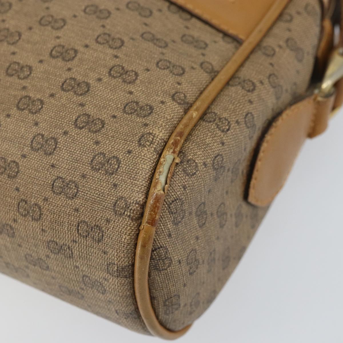 GUCCI Micro GG Supreme Web Sherry Line Shoulder Bag PVC Beige Gold Auth 169606