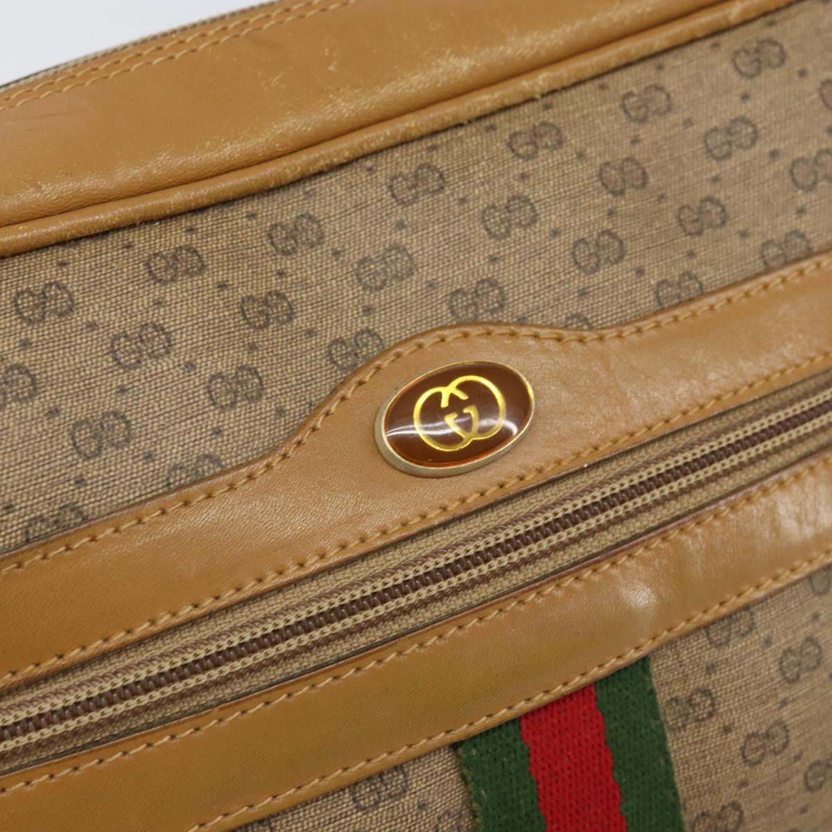 GUCCI Micro GG Supreme Web Sherry Line Shoulder Bag PVC Beige Gold Auth 169606