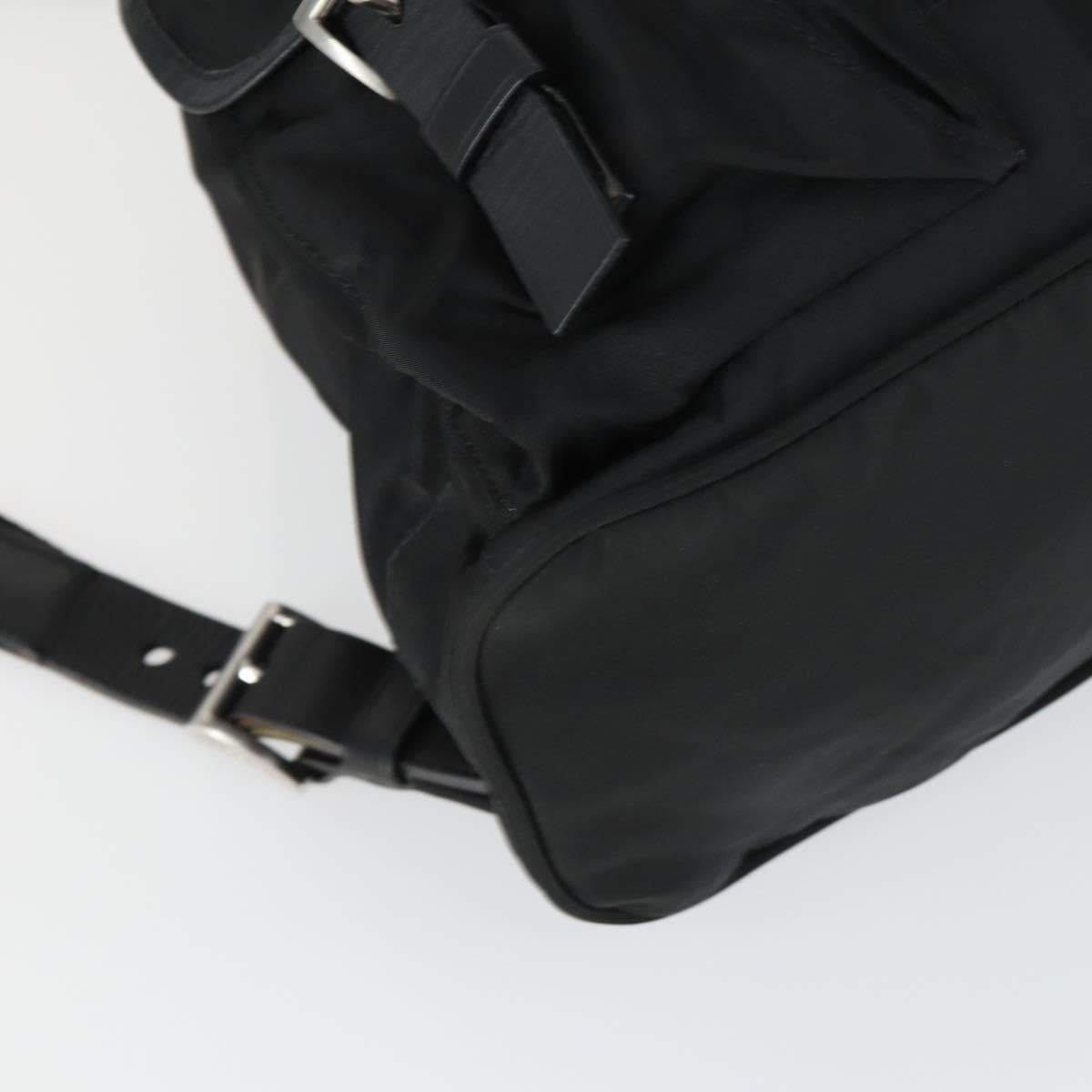 PRADA Backpack Nylon Black Silver Auth 169609