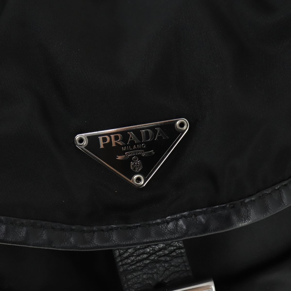 PRADA Backpack Nylon Black Silver Auth 169609