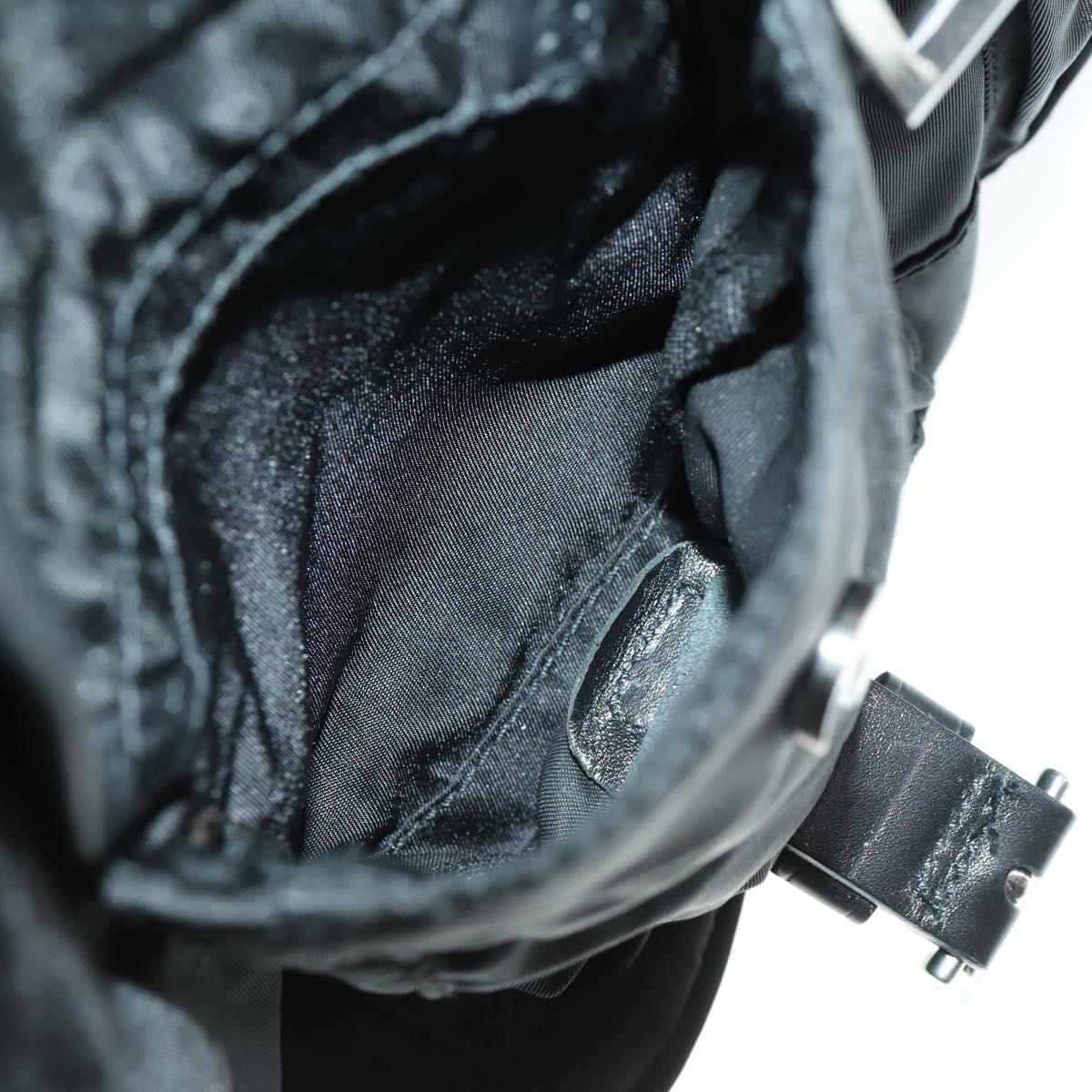 PRADA Backpack Nylon Black Silver Auth 169609