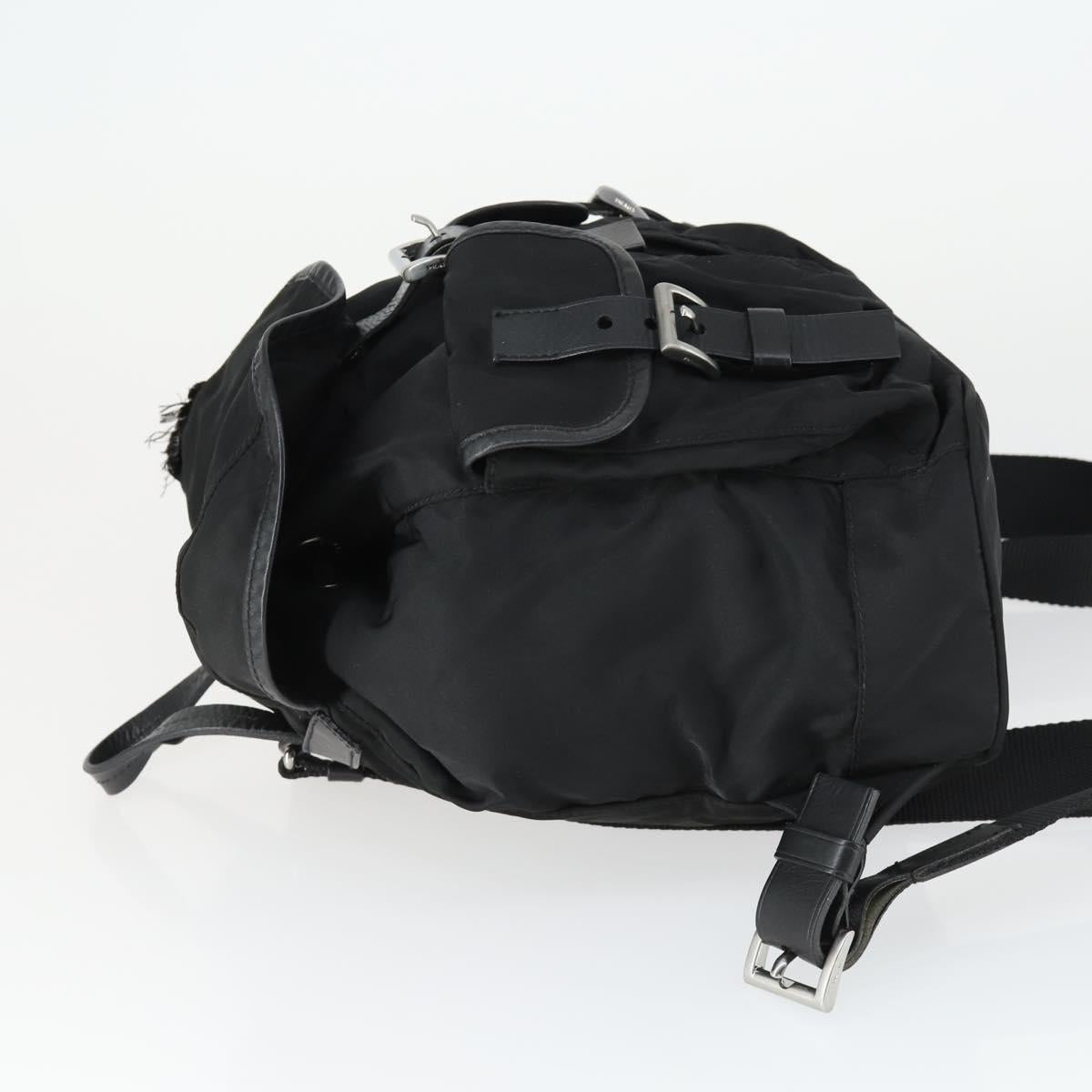 PRADA Backpack Nylon Black Silver Auth 169609