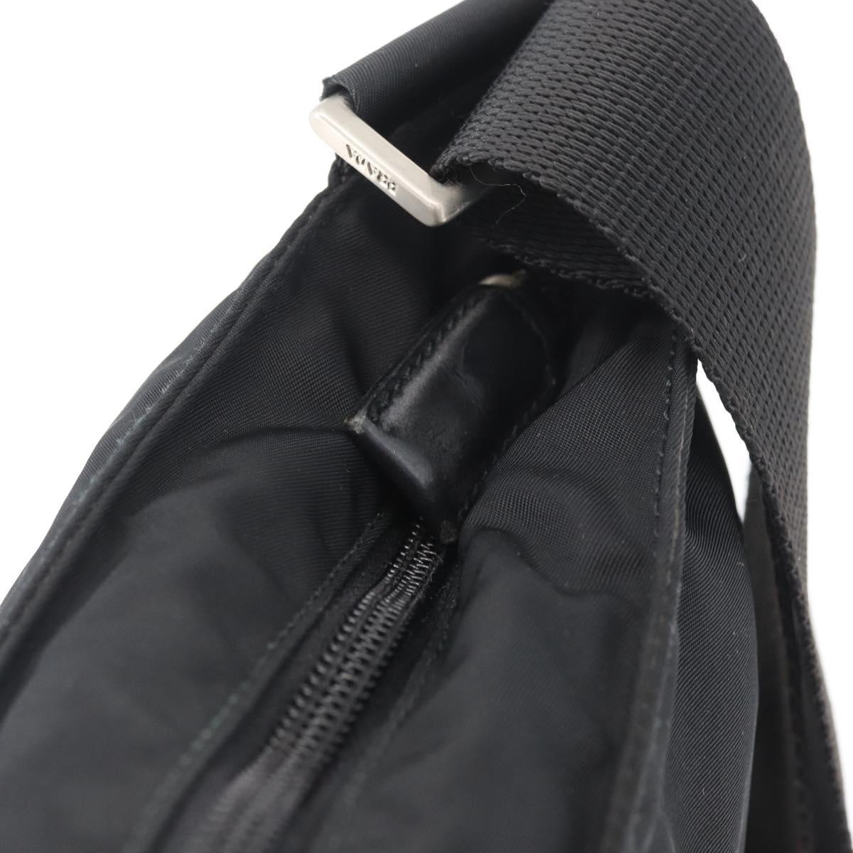 PRADA Shoulder Bag Nylon Black Silver Auth 169612