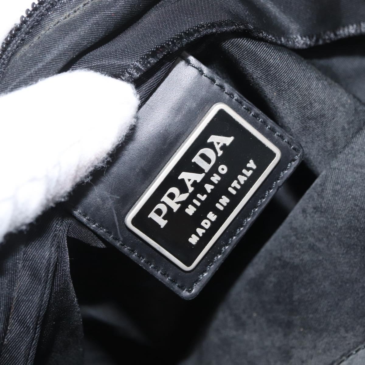 PRADA Shoulder Bag Nylon Black Silver Auth 169612