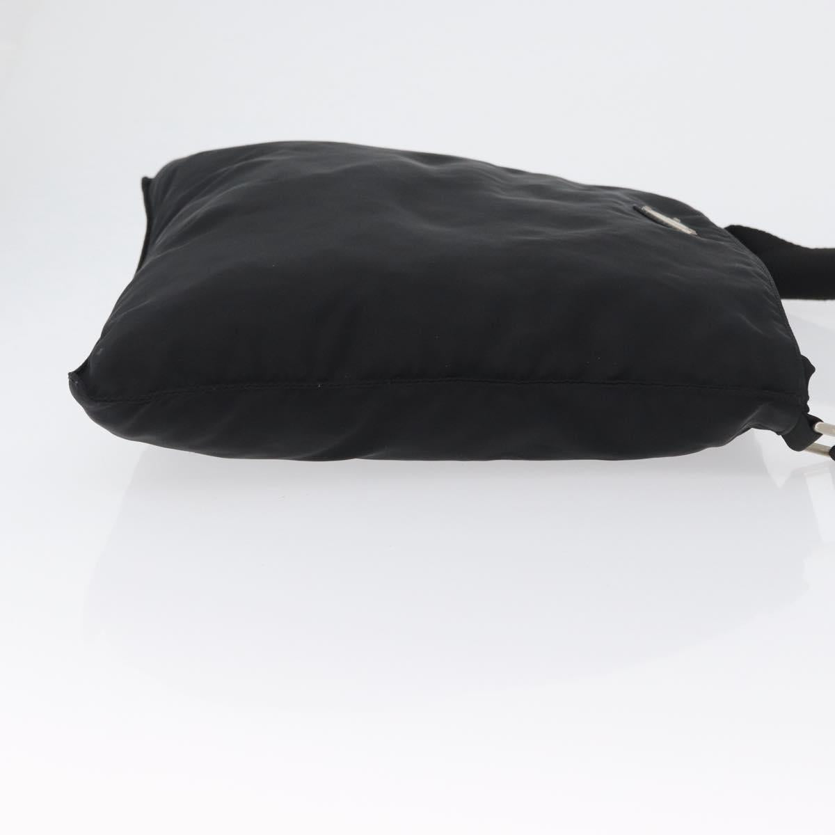 PRADA Shoulder Bag Nylon Black Silver Auth 169612