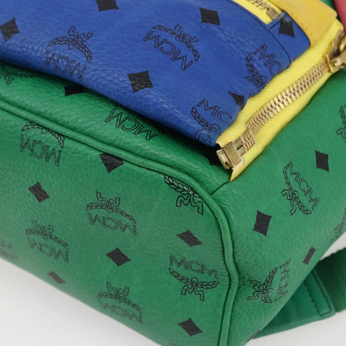 MCM Vicetos Logogram Backpack PVC Leather Multicolor Gold Auth 169613A