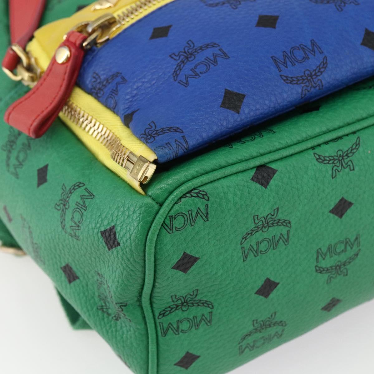 MCM Vicetos Logogram Backpack PVC Leather Multicolor Gold Auth 169613A