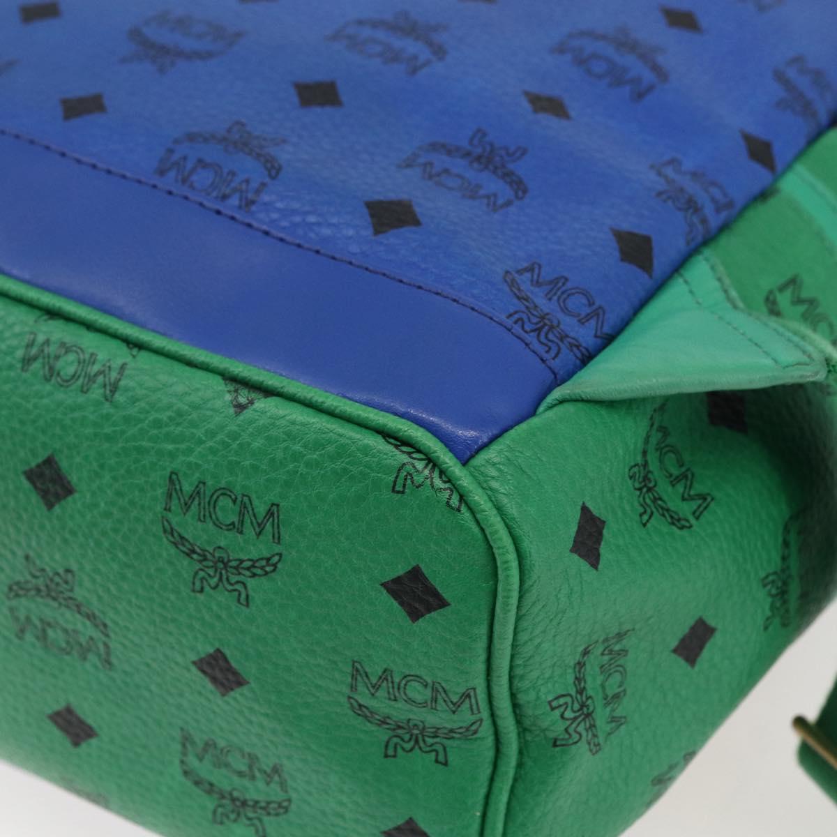 MCM Vicetos Logogram Backpack PVC Leather Multicolor Gold Auth 169613A