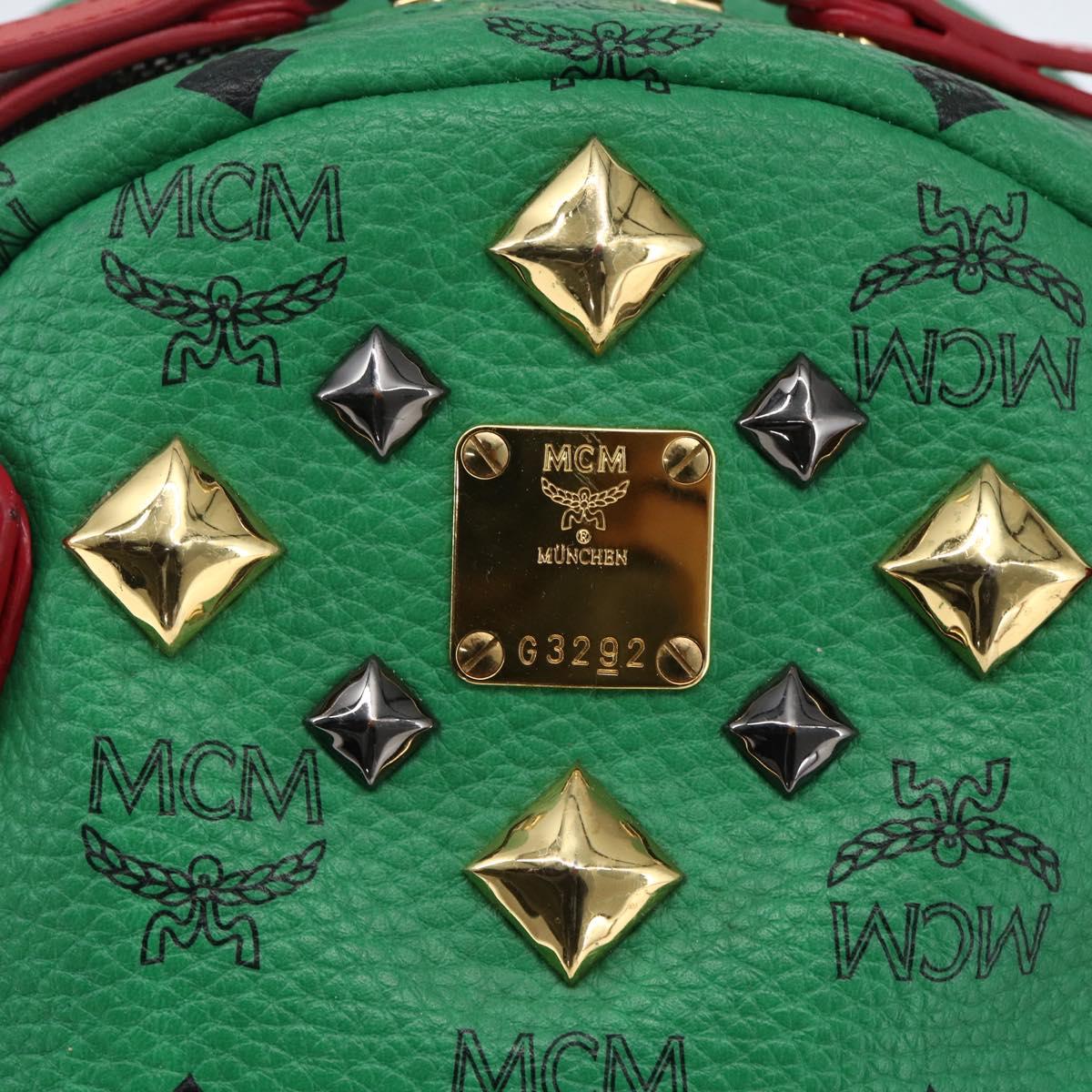 MCM Vicetos Logogram Backpack PVC Leather Multicolor Gold Auth 169613A