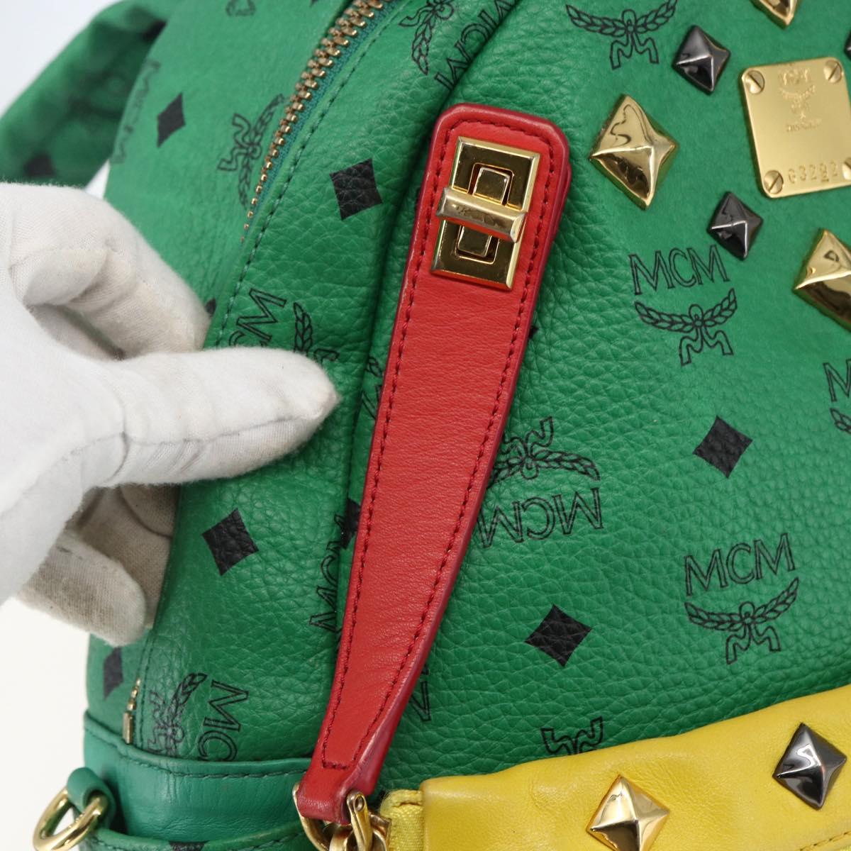 MCM Vicetos Logogram Backpack PVC Leather Multicolor Gold Auth 169613A