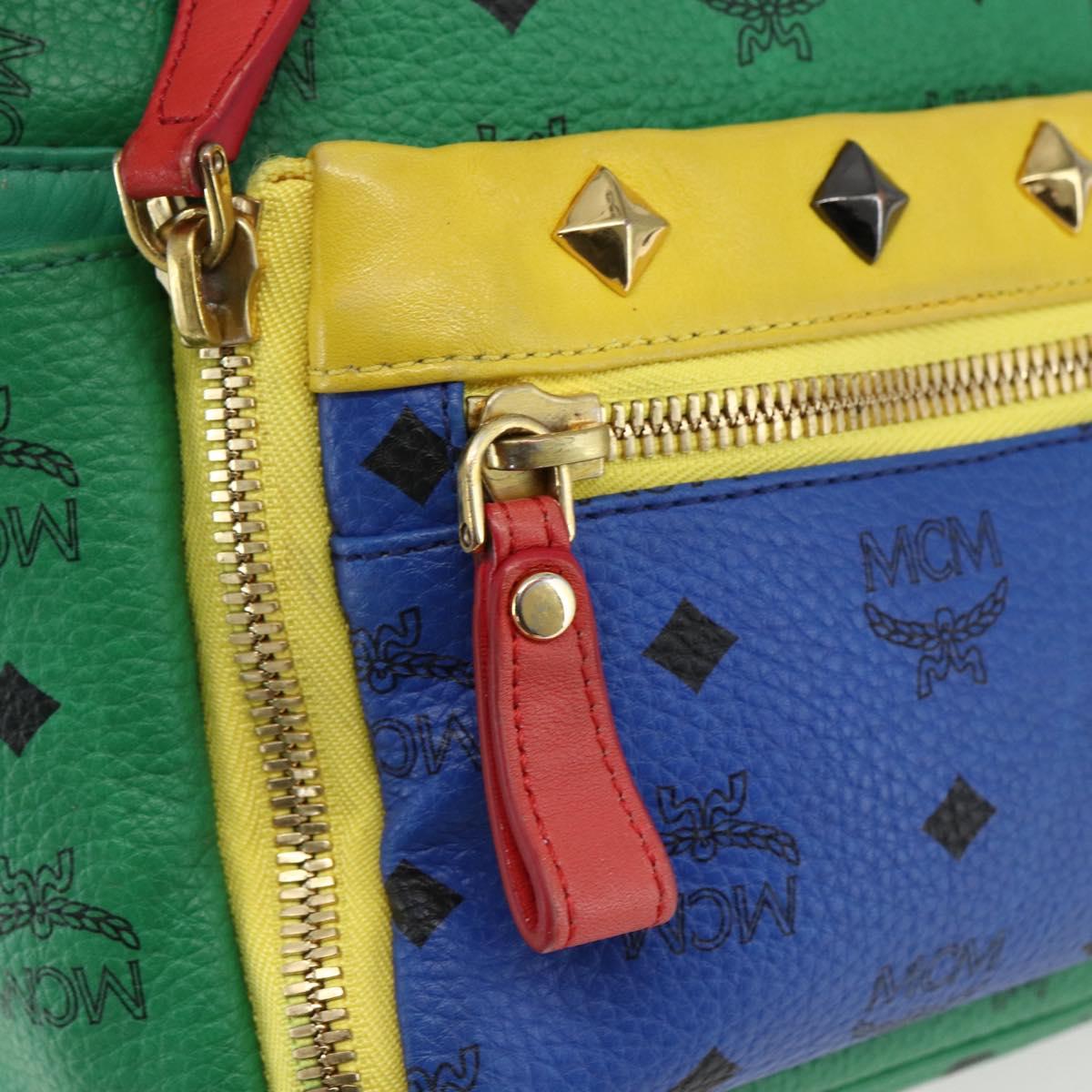 MCM Vicetos Logogram Backpack PVC Leather Multicolor Gold Auth 169613A