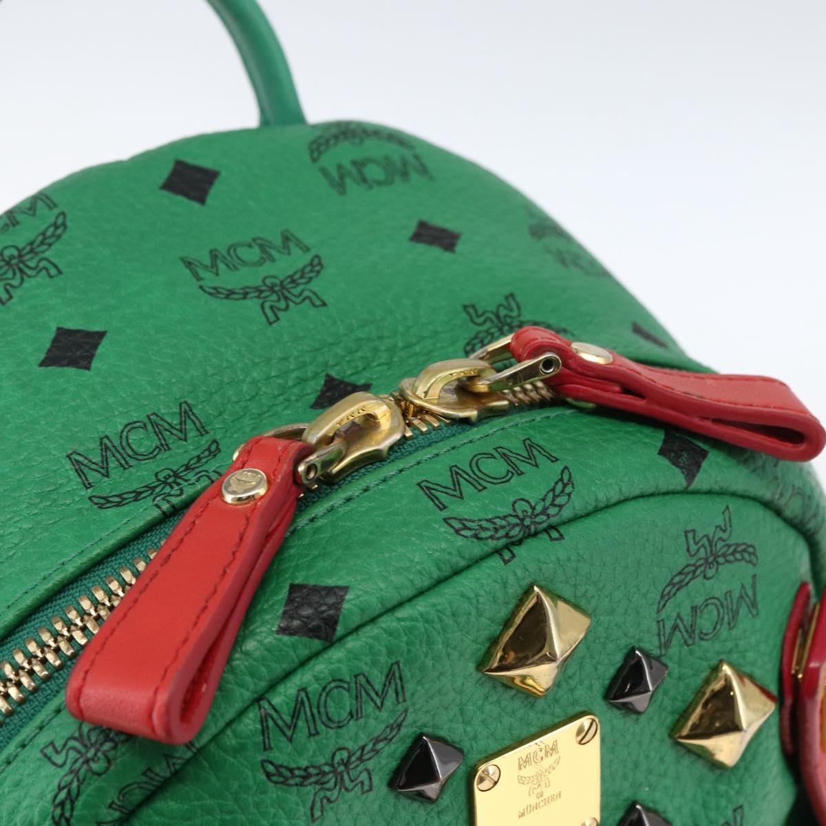 MCM Vicetos Logogram Backpack PVC Leather Multicolor Gold Auth 169613A