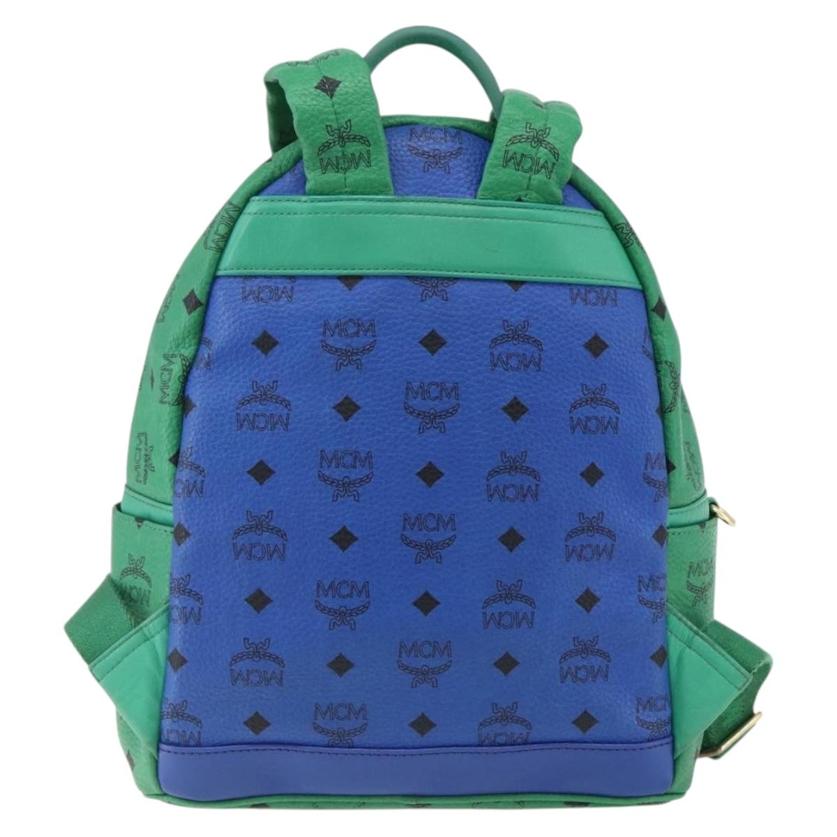 MCM Vicetos Logogram Backpack PVC Leather Multicolor Gold Auth 169613A