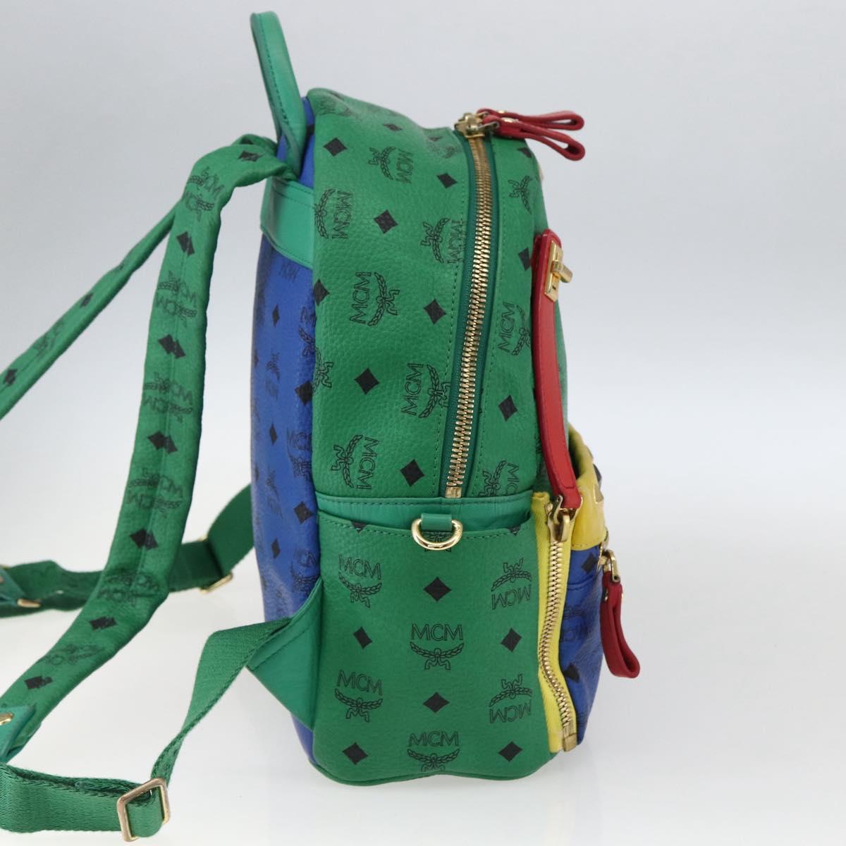 MCM Vicetos Logogram Backpack PVC Leather Multicolor Gold Auth 169613A