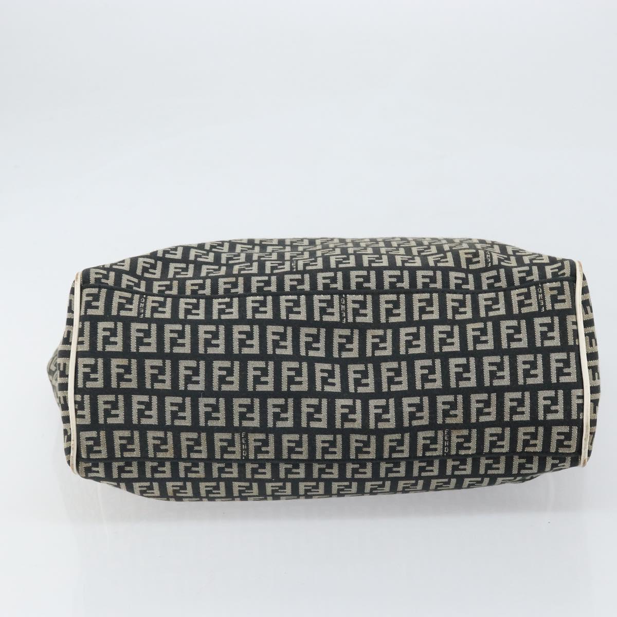 FENDI Zucchino Canvas Tote Bag Black Gold Auth 169614