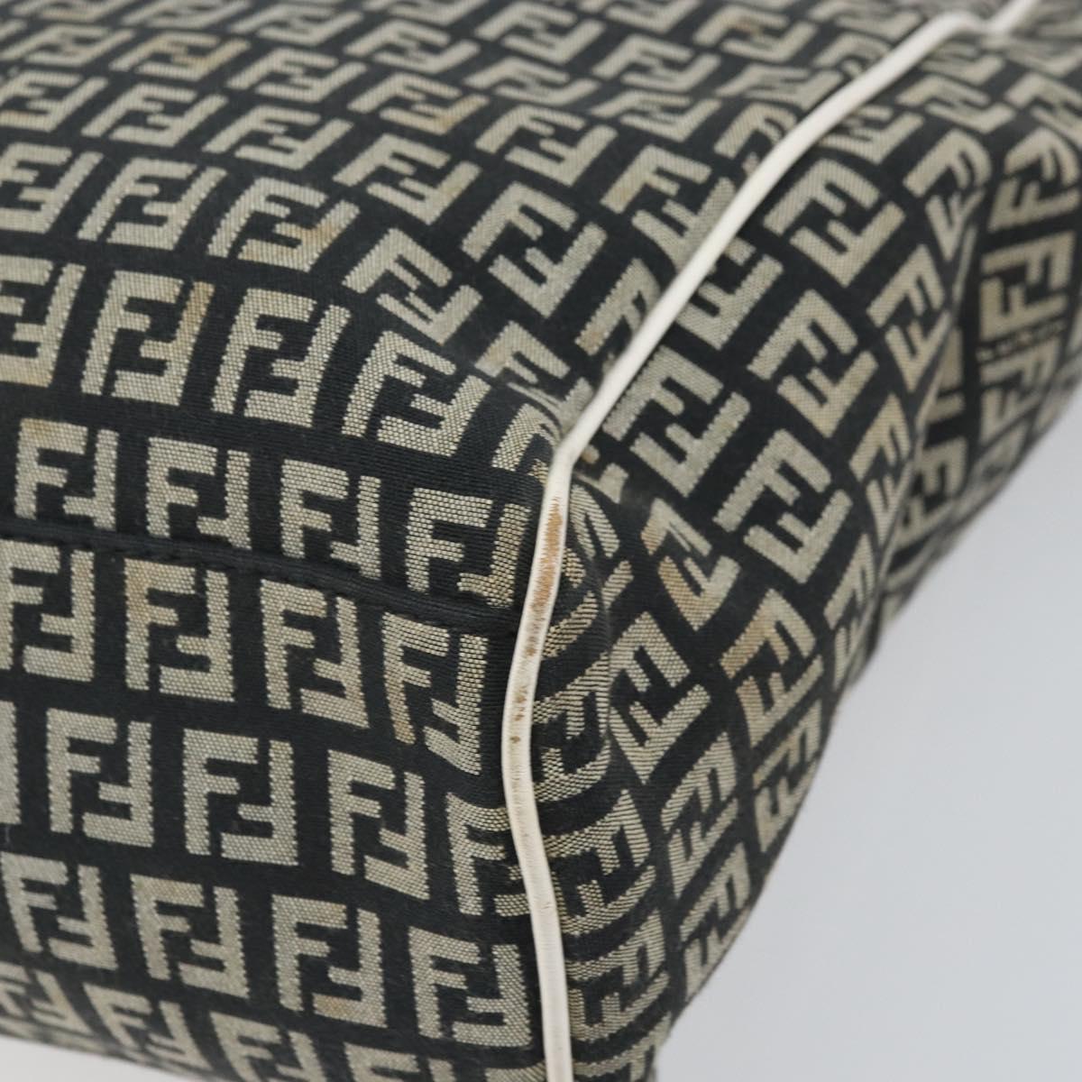 FENDI Zucchino Canvas Tote Bag Black Gold Auth 169614