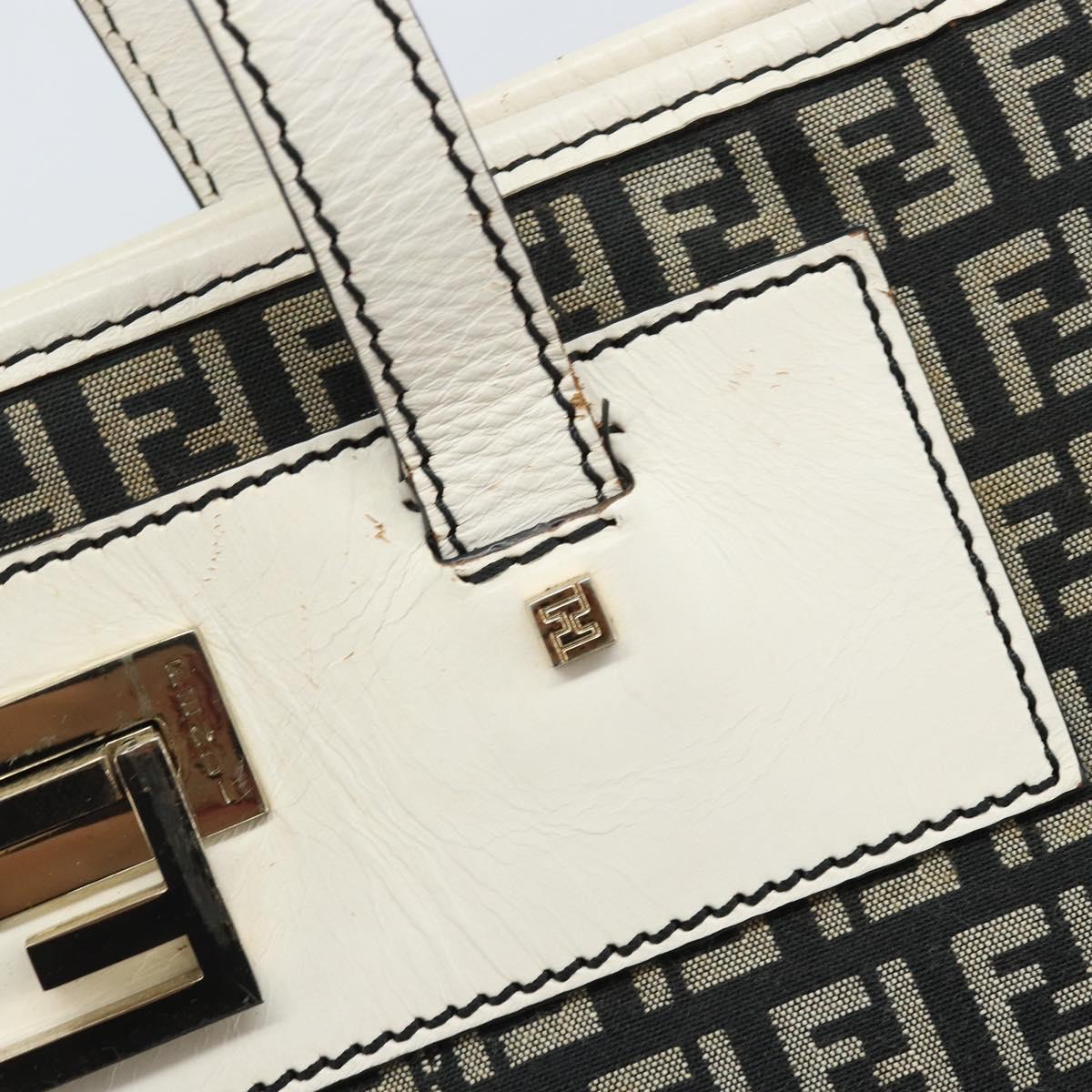 FENDI Zucchino Canvas Tote Bag Black Gold Auth 169614