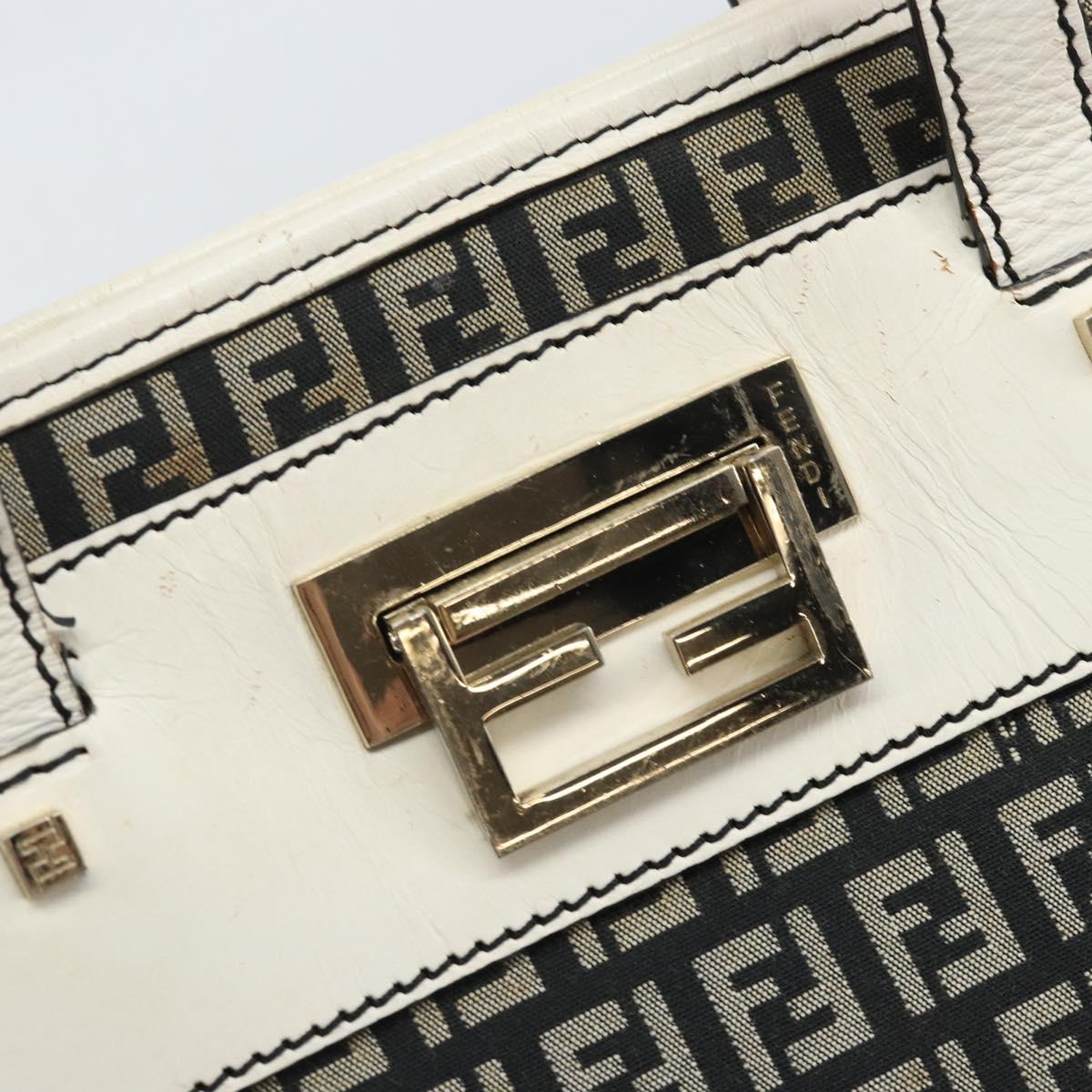 FENDI Zucchino Canvas Tote Bag Black Gold Auth 169614