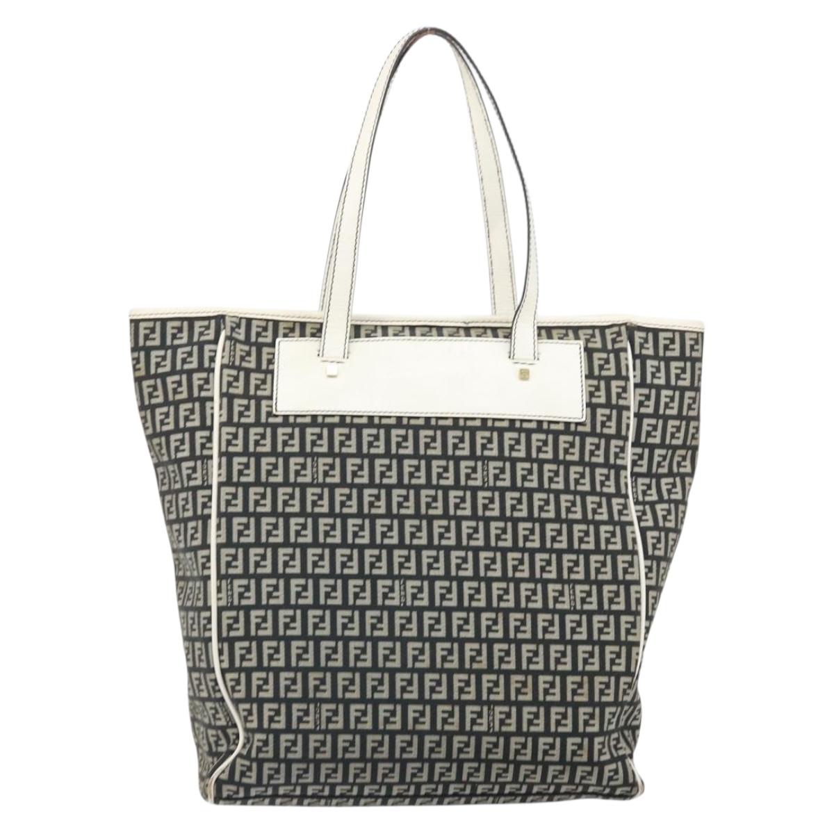 FENDI Zucchino Canvas Tote Bag Black Gold Auth 169614