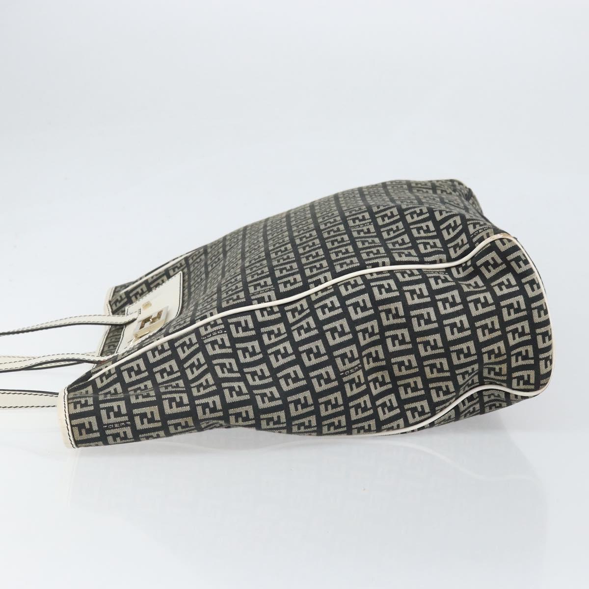 FENDI Zucchino Canvas Tote Bag Black Gold Auth 169614