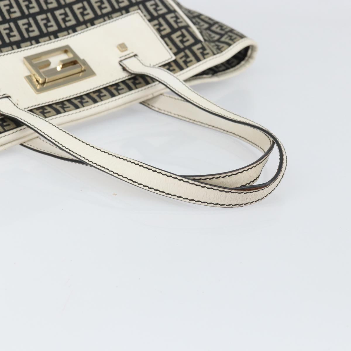 FENDI Zucchino Canvas Tote Bag Black Gold Auth 169614