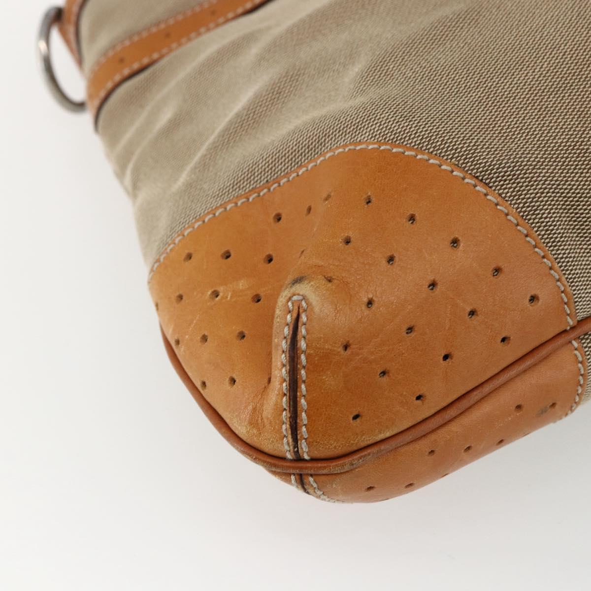 GUCCI Shoulder Bag Canvas Beige Silver 114875 Auth 169627