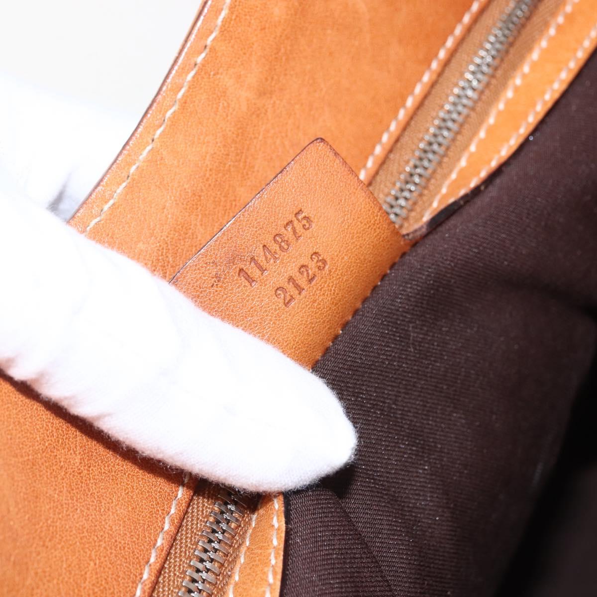 GUCCI Shoulder Bag Canvas Beige Silver 114875 Auth 169627