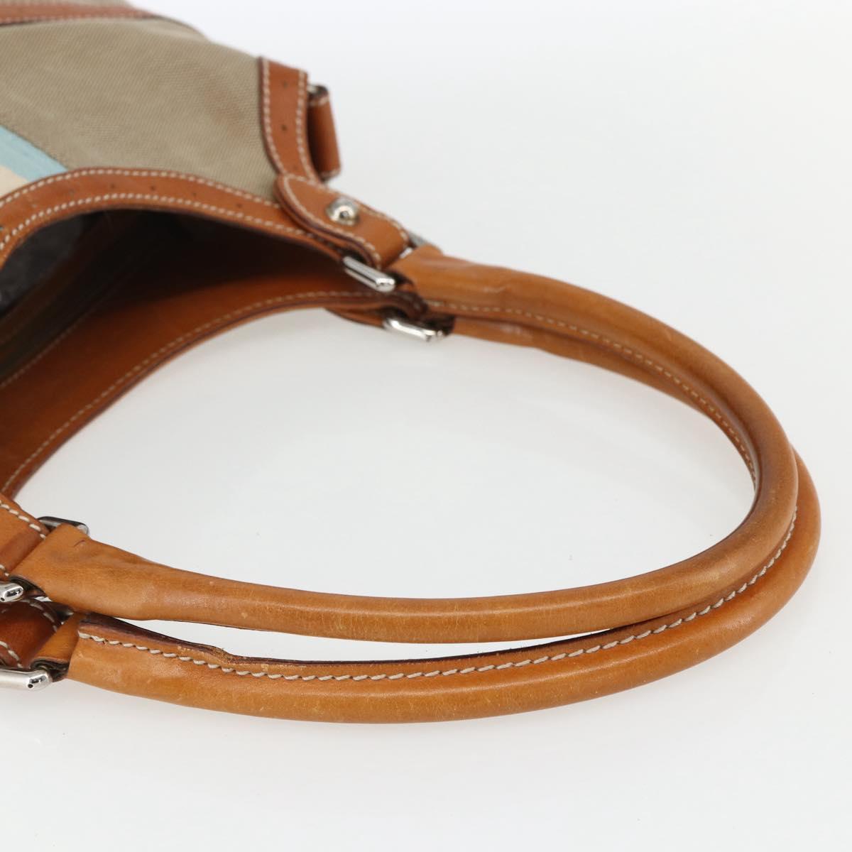 GUCCI Shoulder Bag Canvas Beige Silver 114875 Auth 169627