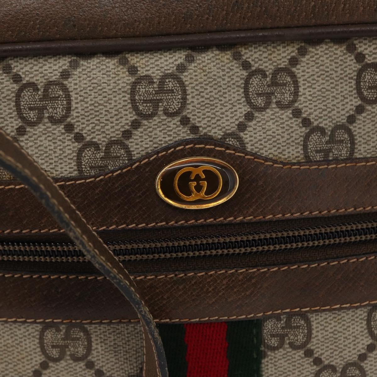 GUCCI GG Supreme Web Sherry Line Bag PVC Beige Gold 68 02 004 Auth 169630