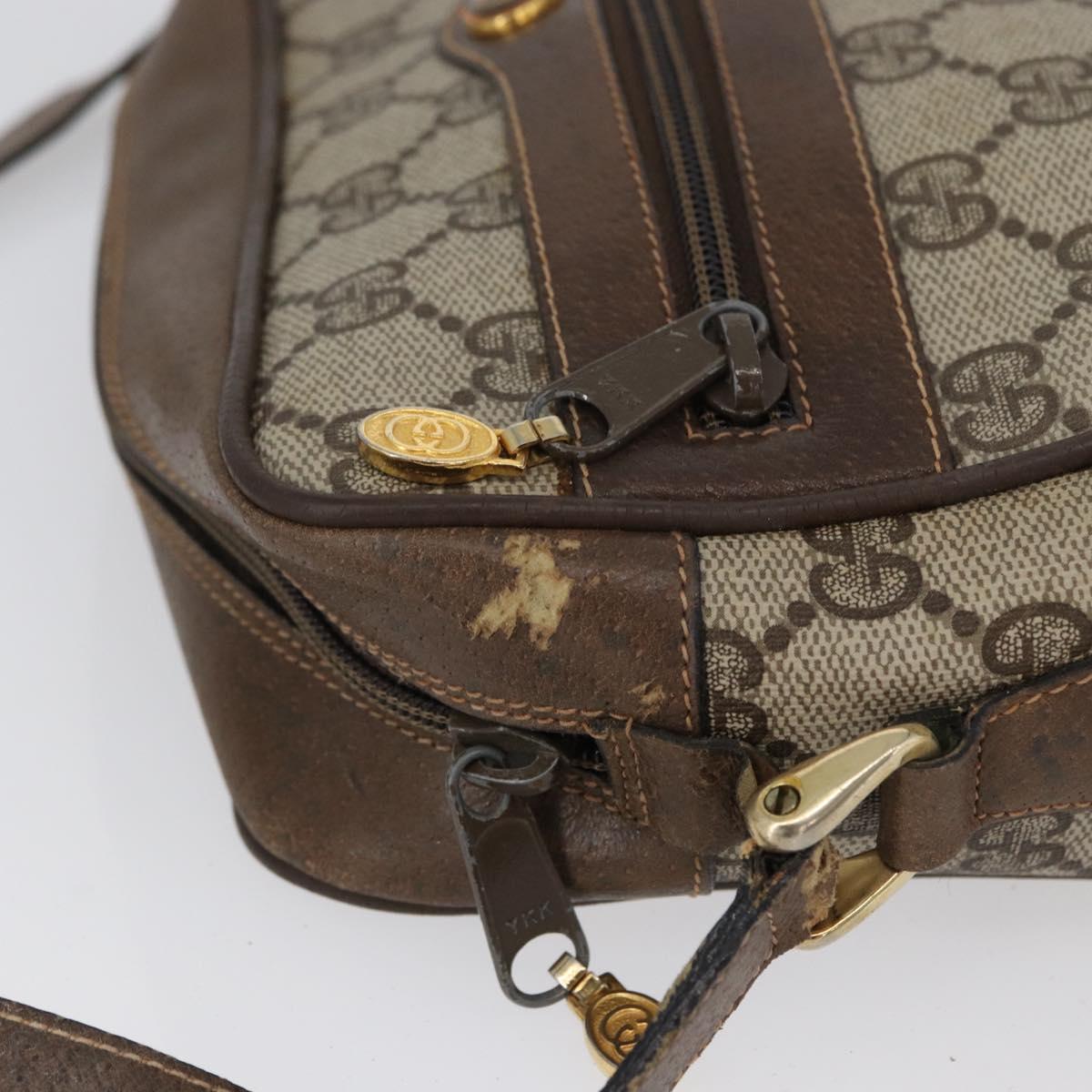 GUCCI GG Supreme Web Sherry Line Bag PVC Beige Gold 68 02 004 Auth 169630