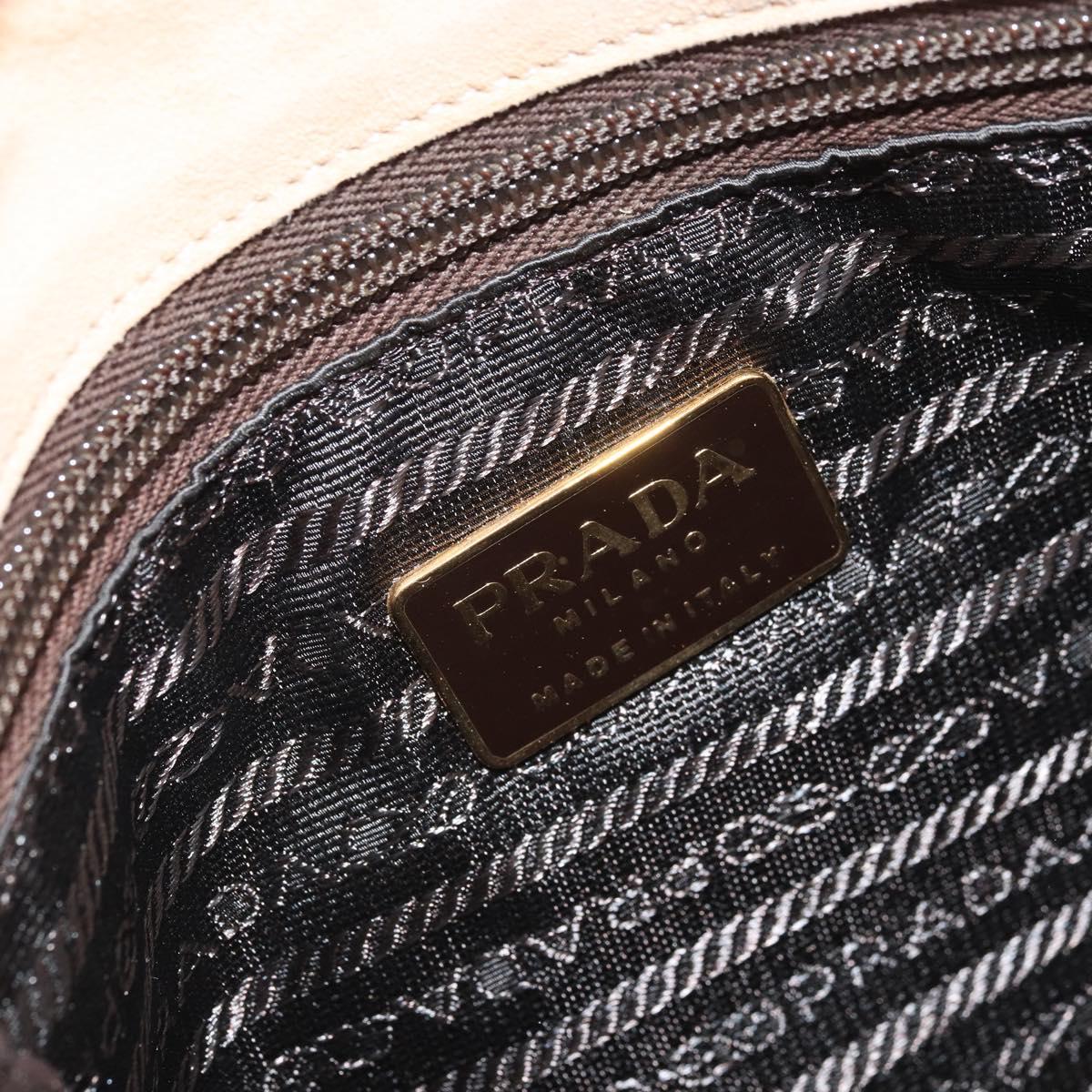 PRADA Chain Shoulder Bag Suede Beige Gold Auth 169631