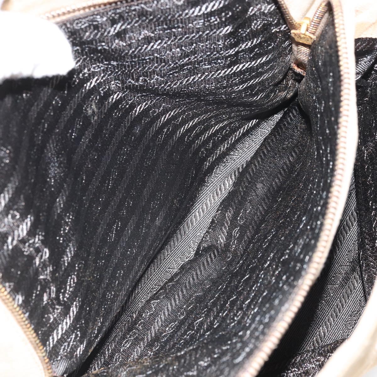 PRADA Chain Shoulder Bag Suede Beige Gold Auth 169631