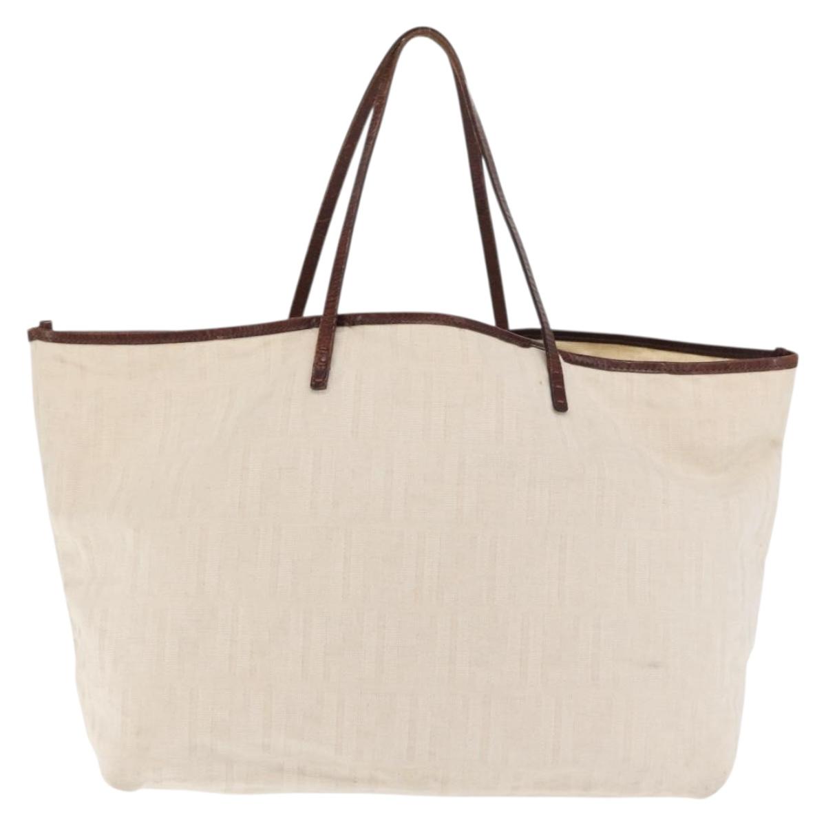 FENDI Zucca Canvas Tote Bag Ivory Auth 169632