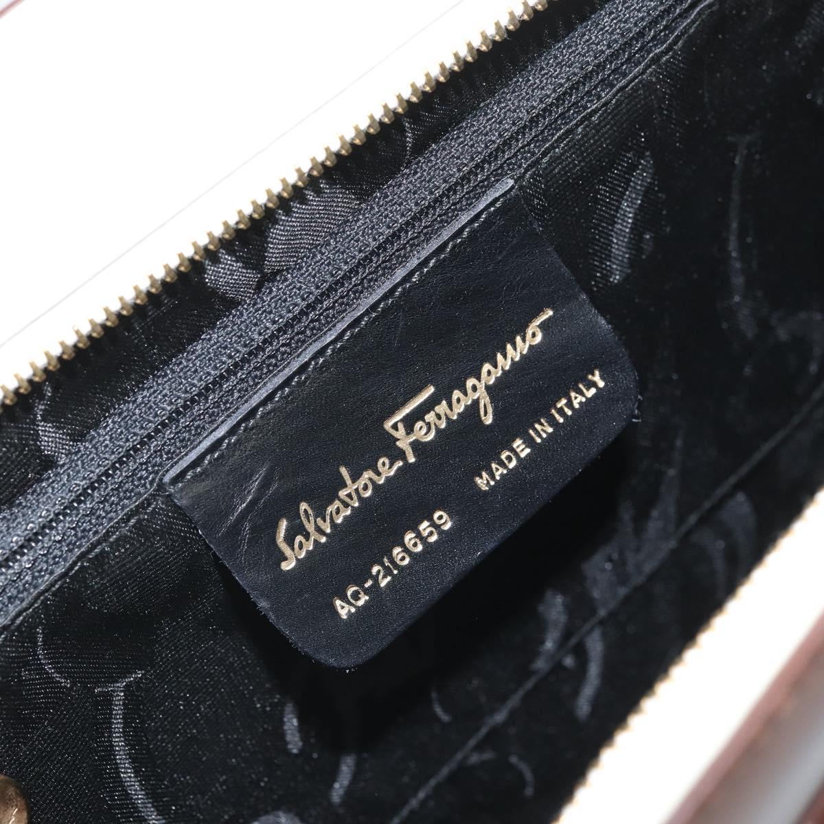 Salvatore Ferragamo Gancini Tote Bag Patent leather Brown Gold Auth 169637
