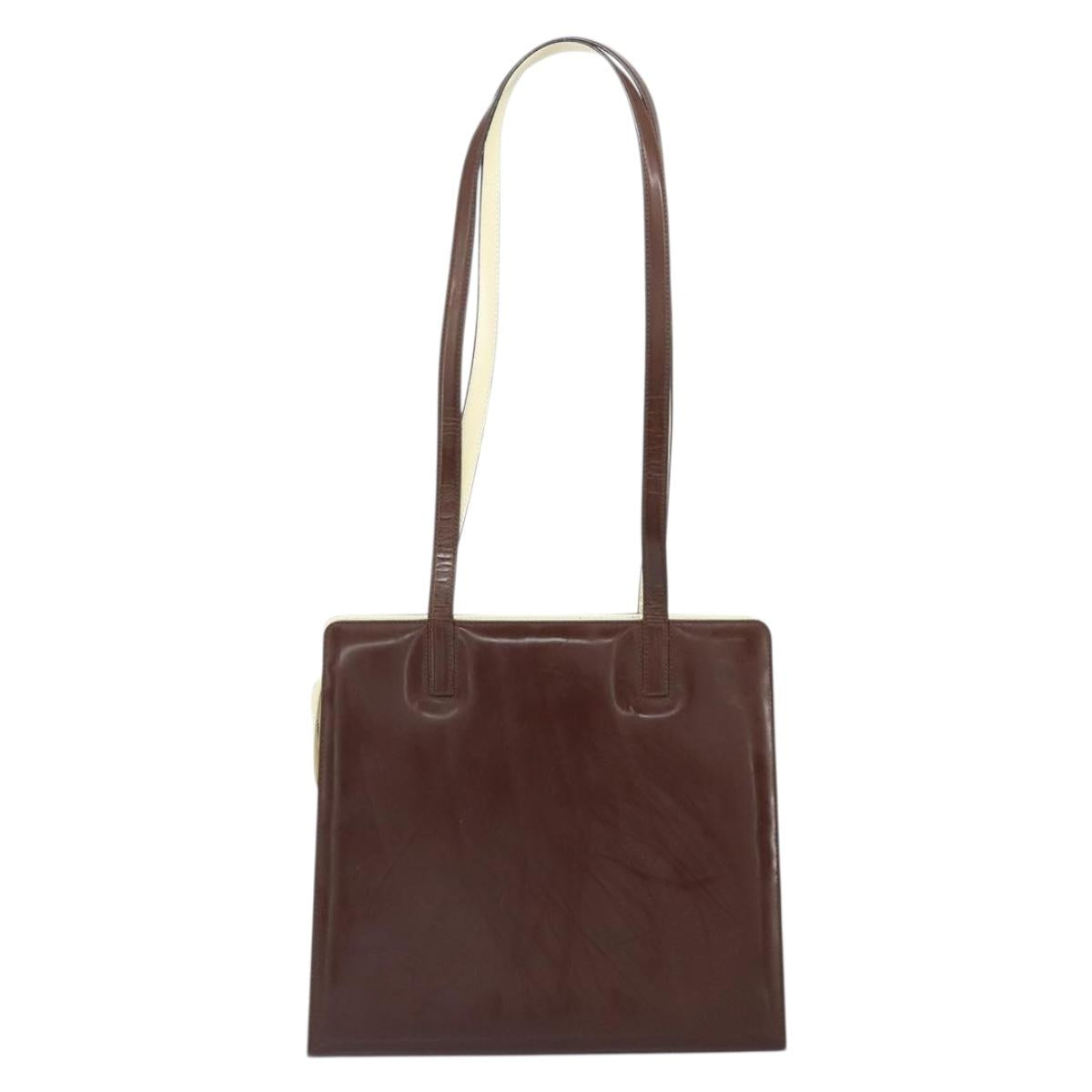 Salvatore Ferragamo Gancini Tote Bag Patent leather Brown Gold Auth 169637