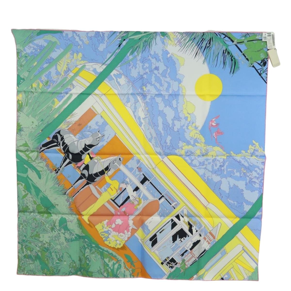HERMES Carre 70 Scarf ""Rendez Vous Galant"" Silk Multicolor Auth 169638M