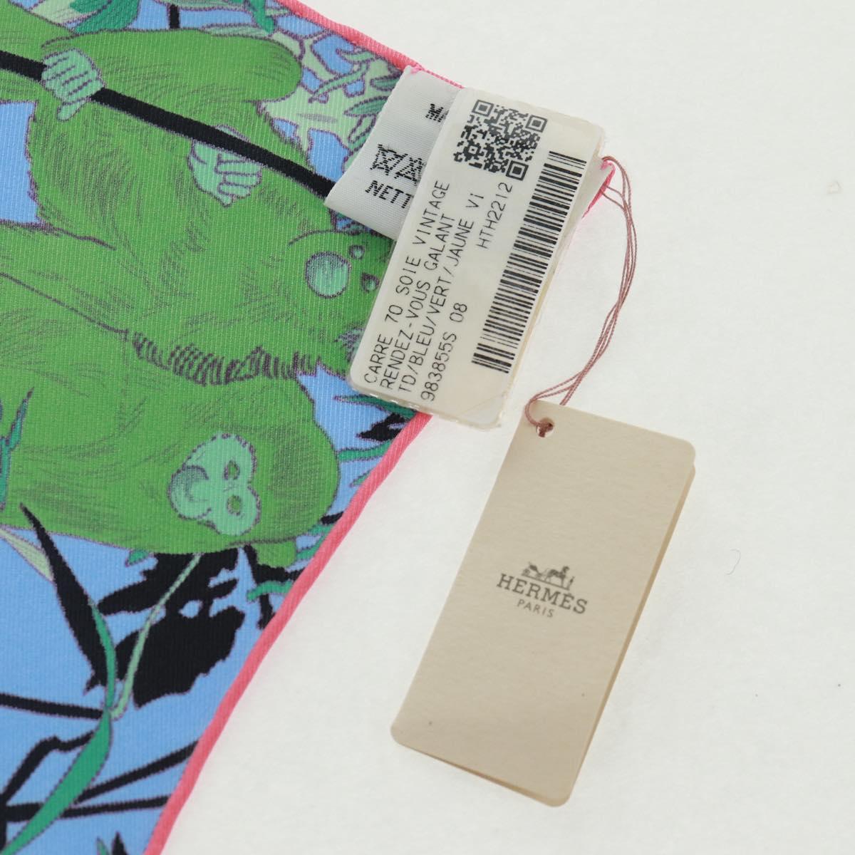 HERMES Carre 70 Scarf ""Rendez Vous Galant"" Silk Multicolor Auth 169638M