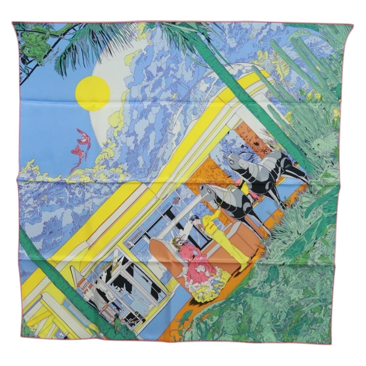 HERMES Carre 70 Scarf ""Rendez Vous Galant"" Silk Multicolor Auth 169638M