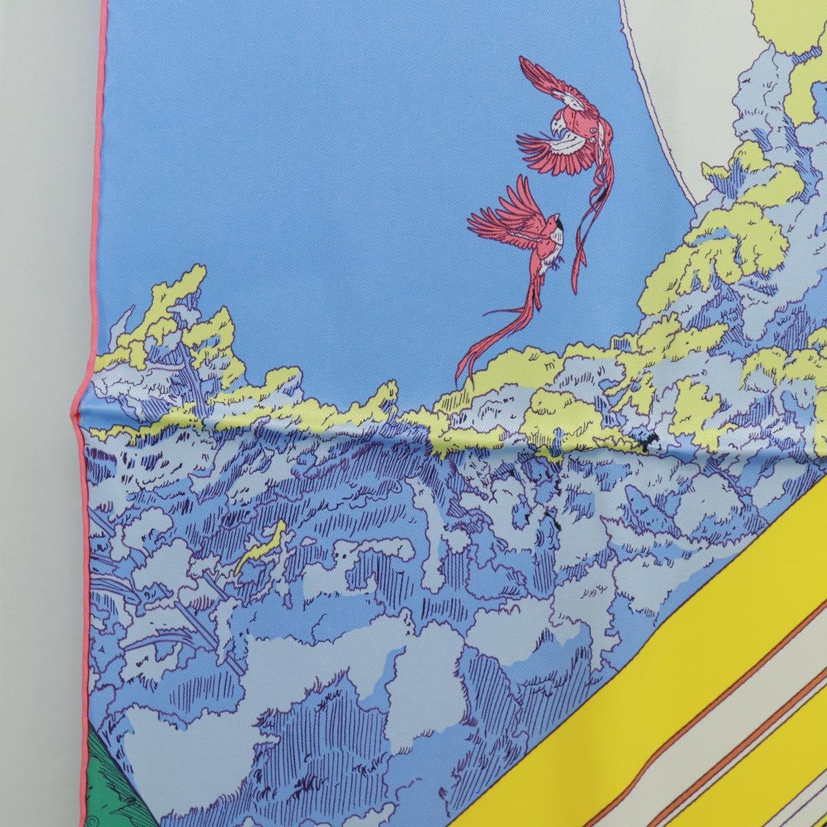 HERMES Carre 70 Scarf ""Rendez Vous Galant"" Silk Multicolor Auth 169638M