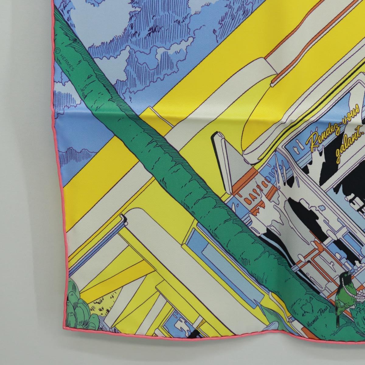 HERMES Carre 70 Scarf ""Rendez Vous Galant"" Silk Multicolor Auth 169638M